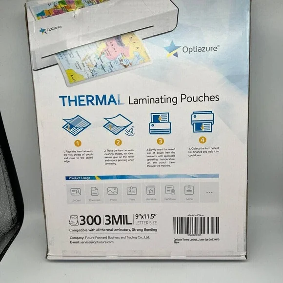 Optiazure‎ Thermal Laminating Pouches 9"X11.5" Inches, 3Mil 300Pack - Picture 2 of 3
